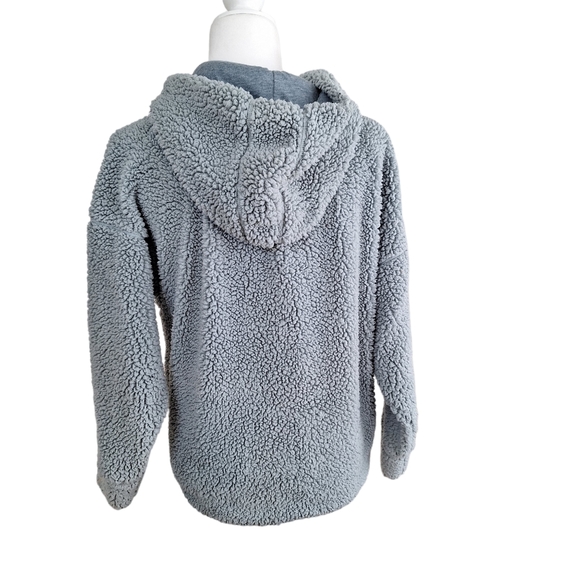 Prana Polar Escape Half Zip Sherpa Hooded Jacket Sweatshirt Light Blue szM - Picture 5 of 10